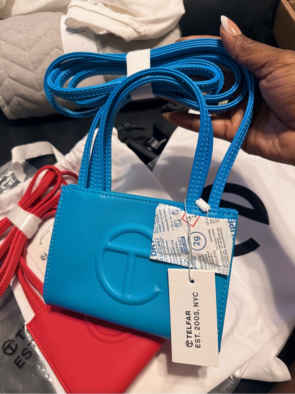 Telfar Mini Shopping Bag in Bright Blue with Removable Strap